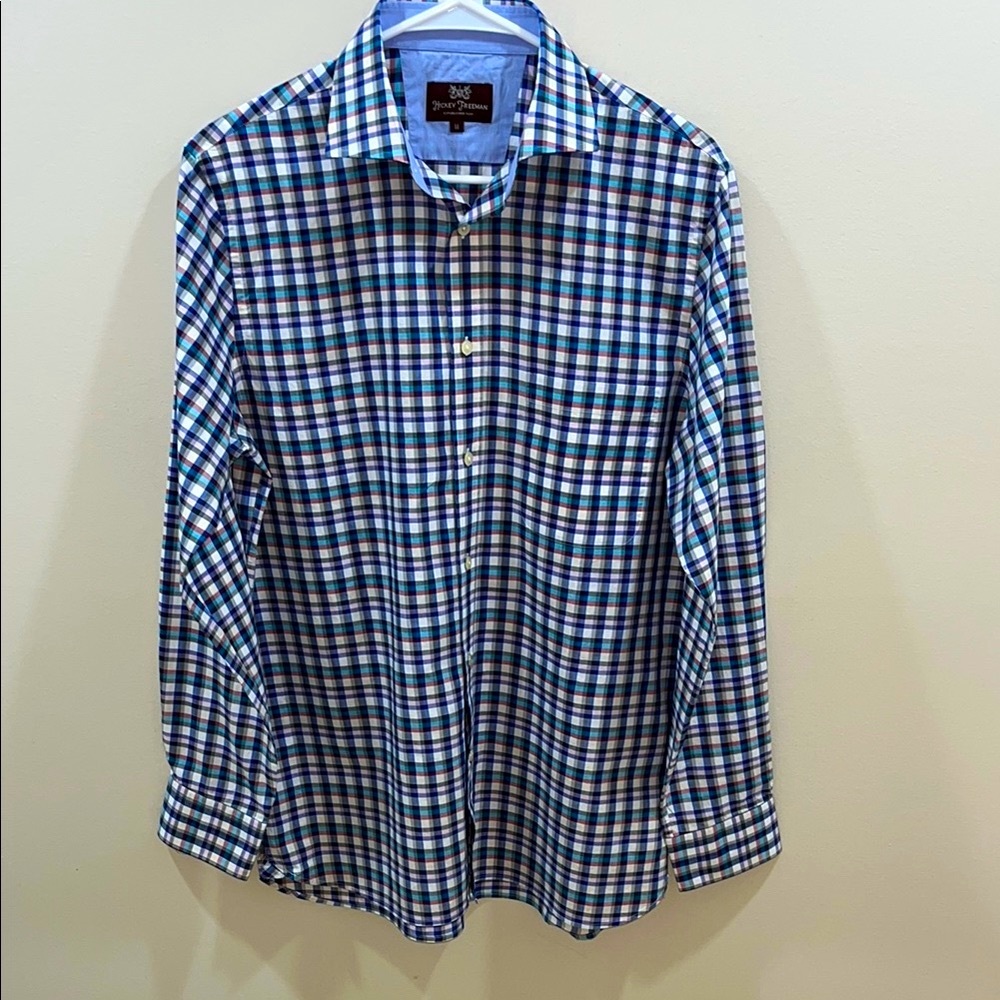 Hickey Freeman Men’s Handmade Plaid Dees Shirt. Medium. New Condition.